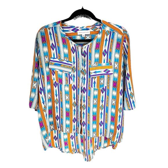 Amanda Uprichard Silk Southwestern Print Button Down Shirt Size S - Picture 6 of 11